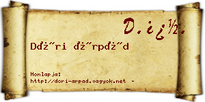 Dóri Árpád névjegykártya
